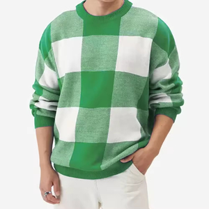 Pull en molleton tricoté bleu et blanc uni pour homme, col rond, coupe classique, décontracté, 100 % coton, séchage rapide, hiver - Product Image 5
