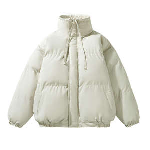 Veste matelassée noire avec col montant, manches bouffantes et poche kangourou, manteau chaud d'hiver pour femmes - Product Image 6