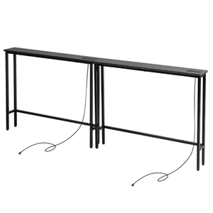 2 Pack 39.4\" Narrow <b>Console</b> <b>Sofa</b> <b>Table</b> with Power Outlets USB Ports Long Couch <b>Table</b> Metal Frame [Code 08954088] - Product Image 4