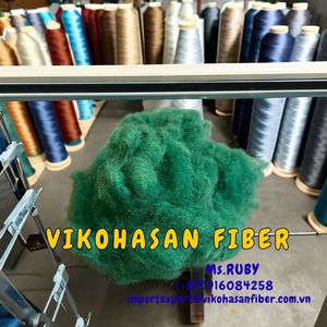 ใยโพลีเอสเตอร์รีไซเคิล 100% สีเขียว 20D SD ผลิตในเวียดนาม สำหรับบุที่นอน พรม และใยคอนกรีต - Product Image 5