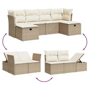 Conjunto de Sofás Modulares de Jardín en Poliratán Beige con Acero con Recubrimiento en Polvo para Muebles de Patio - Product Image 3