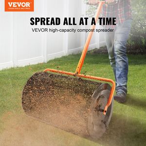 Épandeur de compost de 24 pouces de large avec poignée réglable de 24,4 à 25,6 pouces, revêtement poudré, pour pelouse et jardin, épandeur d'engrais, rouleau à tourbe latéral - Product Image 2