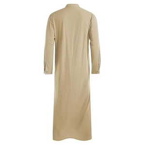 Vêtement islamique pour homme, thobe kanzu, en polyester, col montant, couleur unie, manches longues, décontracté, grande taille, très vendu - Product Image 3