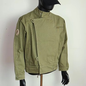 Men's Olive Green Canvas Workwear Shirt <b>Jacket</b> Stand Collar Single Button Regular Fit Solid Color Breathable Cotton Material - Product Image 6