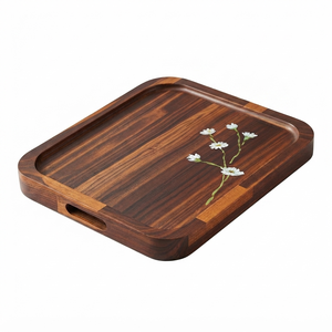Bandeja de Servir de Madera Hecha a Mano, Bandeja de Lujo para Servir Café, Té, Desayuno y Comida, Bandeja Decorativa para Mesa, Uso Doméstico y en Restaurantes - Product Image 1