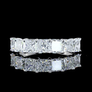 Anillo de Eternidad Completo con Diamantes de Corte Princesa Cultivados en Laboratorio, Oro de 10K, 14K, 18K, Plata 925, 935, Engaste de Garras, Joyería de Boda - Product Image 1
