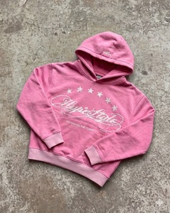 Nueva sudadera con capucha corta rosa personalizada al por mayor para mujer, sudadera con capucha de algodón y forro polar, chaqueta informal estilo streetwear con logotipo personalizado - Product Image 1