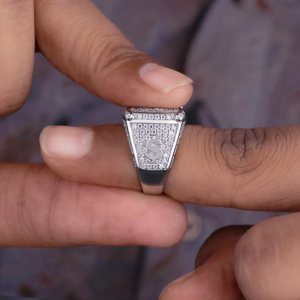Anillo de Lujo con Letra P de Moissanita, Chapado en Plata de Ley, Estilo Hip Hop para Hombre, Joyería de Moda - Product Image 3