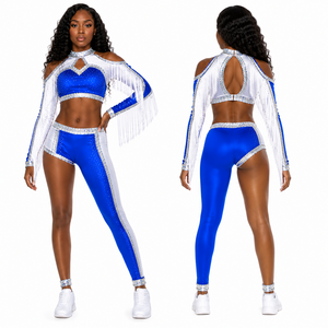 Ensemble complet personnalisé pour majorettes : veste de réchauffement, leggings, tenue d'entraînement, uniforme de cheerleading en gros - Product Image 2