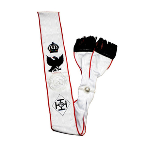 Cinturón de la Cruz Roja de Constantina para Oficiales Divisiónales, Satén de Seda Blanco Étnico con Bordes Rojos y Flecos de Encaje - Product Image 1