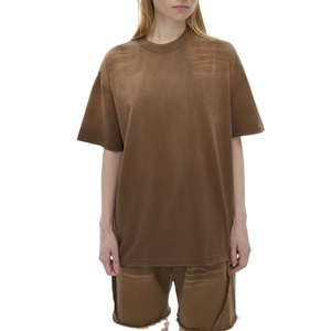 250GSM 100% Cotton Washed Gradient Oversized Boxy Club Streetwear Casual <b>T</b> Shirt Women Vintage Wash - Product Image 1