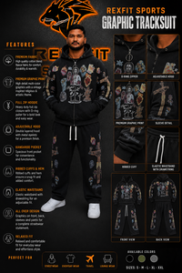Ensemble survêtement homme imprimé streetwear, sweat à capuche et pantalon, noir, coton French Terry, pour l'automne, avec impression DTF - Product Image 6