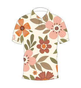 Camisa polo con estampado floral color crema para hombre, informal, de manga corta, a la moda para verano - Product Image 1