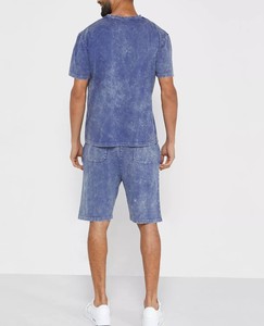 Survêtement homme gris clair à manches courtes, col rond, couleur unie, sportif, séchage rapide, coupe régulière, poches latérales, taille élastique, idéal pour l'été - Product Image 3