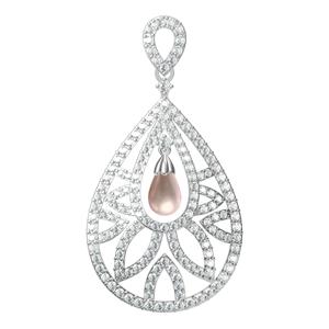 Water Drop Shape 925 <b>Silver</b> Pearl <b>Earrings</b> With Round Brilliant Cut CZ Stones Romantic <b>Wedding</b> Drop <b>Earrings</b> For Women - Product Image 3