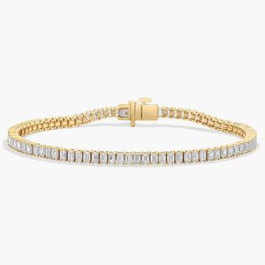 14K White <b>Gold</b> Rhodium Plated Emerald Cut Lab Grown Diamond Prong <b>Set</b> Tennis Bracelet IGI Certified Luxury Gift Jewelry for - Product Image 3