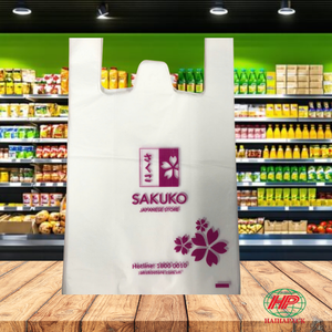 Disposable Thank You Shopping Bags HDPE Plastic Carry Bags for Grocery Store and Retail <b>Packaging</b> - Product Image 1