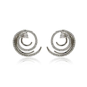 Conjunto de Collar y Pendientes de Plata de Ley 925 con Baño de Rodio y Cristal en Espiral, Joyería Fina Elegante para Mujer - Product Image 2