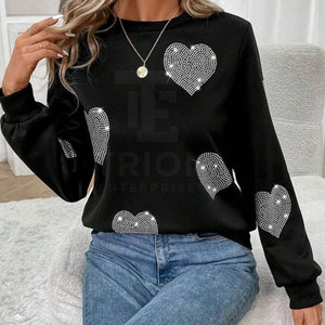 Sweat-shirt léger pour femme avec strass, coupe confortable, style décontracté, en vente en ligne - Product Image 2