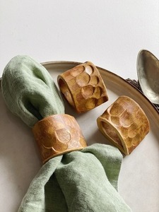 Rustic Handmade <b>Ceramic</b> Napkin <b>Rings</b> With Scalloped Texture For Earthy Table Decor Wabi Sabi Style Terracotta Napkin Holder - Product Image 4