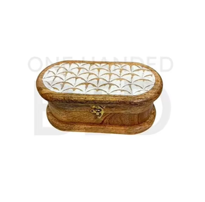 Cofre Pequeño Ovalado de Madera Hecho a Mano, Modelo 106, para Almacenamiento en la Mesa, Multifuncional, Decoración para el Hogar/Oficina - Product Image 3
