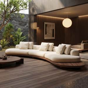 Modern Curved Outdoor <b>Sofa</b> Set Luxury Minimalist <b>Waterproof</b> Patio Lounge Furniture for Villa Resort Garden Terrace - Product Image 1