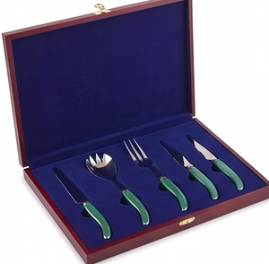 Service de couverts vert antique avec poignées pour dîners vintage, mariages, fêtes, cuisine à domicile, restaurants et traiteurs - Product Image 6
