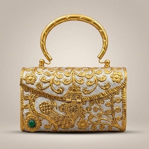 Bolso de Mano Elegante para Aniversario de Bodas, Chapado en Oro, Latón, Hecho a Mano, Forma Personalizada, Tallado, Artesanía Internacional F S - Product Image 1