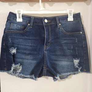 Cuffed Hem Distressed Denim Shorts Women Rolled Edge High <b>Waist</b> Ripped Raw Cut Summer Casual <b>Jean</b> Bottoms - Product Image 4