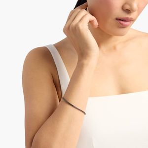 Women's Luxury Black Diamond Tennis <b>Bracelet</b> with Round Brilliant Cut and Filled Diamonds in Black Rhodium-Plated White Gold - Product Image 4
