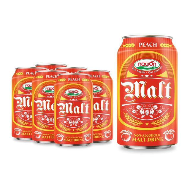 New NAWON NW16578 Non Alcoholic MALT Beer 330ml Peach Carbonate Flavor in Box PET Bottle OEM/ODM Low MOQ 1000 Cartons