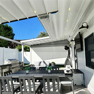 Bâche rétractable pour pergolas, protection UV, pare-soleil rétractable, <span class=keywords><strong>pergola</strong></span> en aluminium certifiée CE pour jardin, terrasse, balcon - Product Image 4