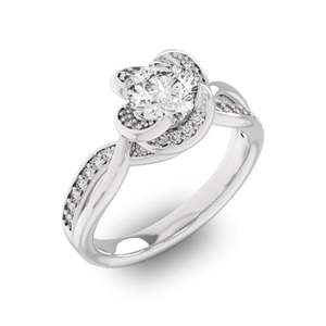 RITZIN แหวนหมั้นสไตล์วิคตอเรียน Forever One Swirl ประดับเพชรที่เพาะเลี้ยงในห้องปฏิบัติการ - ดีไซน์สีโรสโกลด์สุดน่ารัก - Product Image 1