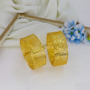 Brazalete de Lujo Chapado en Oro Estilo Árabe Clásico de Dubái para Mujer, Joyería Africana, Tendencia de Moda para Novias de Dubái y Arabia - Product Image 3