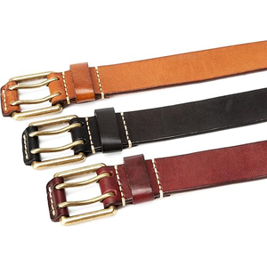 Cinturón Casual de Cuero Vacuno Genuino Reversible Marrón Cognac de 3.5cm de Ancho con Hebilla de Acero Ajustable - Duradero e Impermeable - Product Image 3