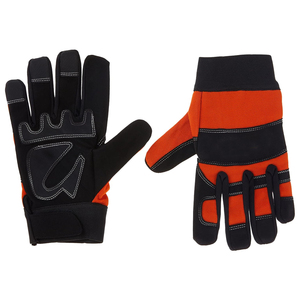 Gants de coupe pour tronçonneuse orange haute visibilité avec paume renforcée noire et sangle de poignet réglable – Équipement d'arboriste - Product Image 1