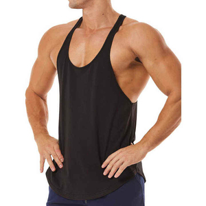 <b>Men</b> <b>Black</b> Solid Color Tank Top O-Neck Knitted Breathable Casual Fit Workout Wear - Product Image 3