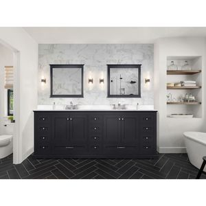 Espresso Double Bath <b>Vanity</b> with 34 In. <b>Mirrors</b> 84 In. W X 22 In. D White Quartz Top 34 In. <b>Mirrors</b> - Product Image 3