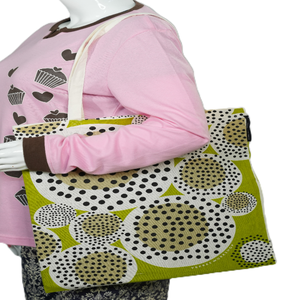 Bolso de mano ecológico de moda para mujer, 100% de lona de algodón, organizador de gran capacidad, bolsas de mano, cierre de cremallera de Color sólido, reutilizable - Product Image 3