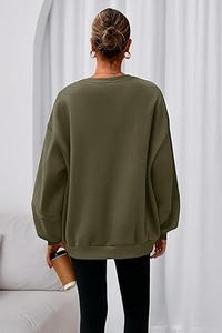 เสื้อฮู้ดพิมพ์ลายขนาดใหญ่สำหรับผู้หญิง แขนยาว ผ้าฟลีซ เสื้อสวมหัวลำลอง เสื้อฮู้ดถักแบบเรียบง่ายสำหรับผู้หญิง - Product Image 5