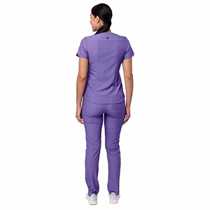 Women's <b>Scrub</b> <b>Uniform</b> Set for Nurses-Breathable Stretch Top & Pants with Multi-Pocket Needle Detection Seamless Fusing - Product Image 2