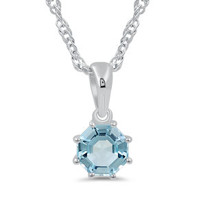 GOURIK Colgante Solitario Clásico de Topacio Azul Cielo con Corte Octogonal, Plata 925, para Mujer, Joyería Fina para Boda y Uso Diario, Engaste de Garra - Product Image 1