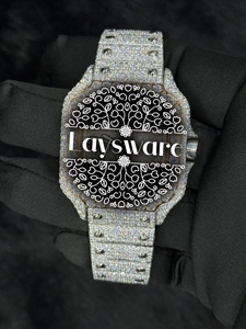 Premium <b>Men</b> White Iced Out Moissanite Diamond <b>Watch</b> Luxury Fashion Fully Iced Stainless Steel Fashion Gift Wristwatch - Product Image 4