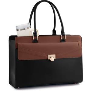 Sac à main de bureau pour femmes de qualité supérieure, sac fourre-tout en cuir véritable structuré, design élégant, grand espace pour ordinateur portable et documents - Product Image 4