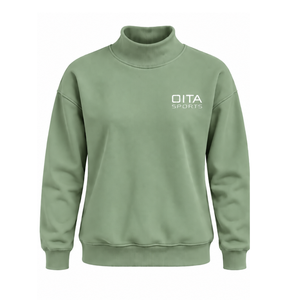 Sage Green Women Mock Neck Sweatshirt Long Sleeve Pullover High Neck Casual Fleece Top Oversized Winter Streetwear <b>Jumper</b> - Product Image 1