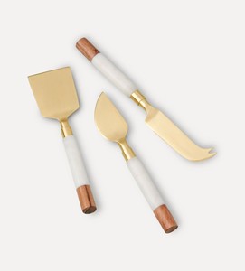 Ensemble de Spatules à Fromage et Beurre Artisanales de Luxe en Acier Inoxydable Plaqué Or avec Manche en Résine, Lavables au Lave-Vaisselle, Boîte Personnalisée - Product Image 3