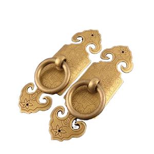 Antique Solid Brass Ring Door Knocker Traditional Engraved Dragon Design Decorative Pull Handle Hardware for <b>Wooden</b> Main Doors - Product Image 2
