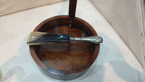 Calidad Natural 21cm de largo búfalo buey zapato cuerno níquel latón mango ágata vaca pulida artesanía estilo Animal mango de latón conjunto - Product Image 5