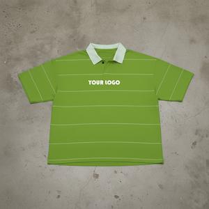 Camisetas Polo a Rayas de Manga Corta, Corte Cuadrado, Personalizadas al por Mayor, Camisetas Casuales de Algodón a Rayas Finas para Hombre - Product Image 1