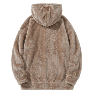 เสื้อฮู้ดฟลีซโอเวอร์ไซส์ผู้ชาย ซิปครึ่งตัว พิมพ์ลายตัวอักษรบาสเก็ตบอล สวมใส่สบาย อุ่นสบายสำหรับฤดูหนาว - Product Image 2